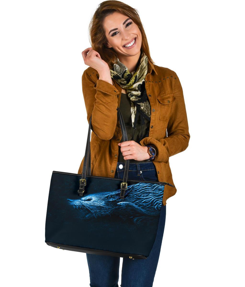 Viking Large Leather Tote, Fenrir Wolf RLT12
