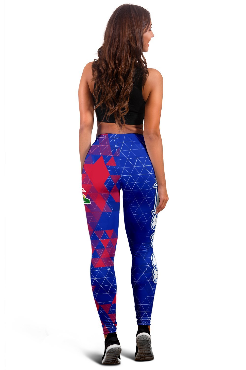 Haiti Leggings - National Flag Polygon Style