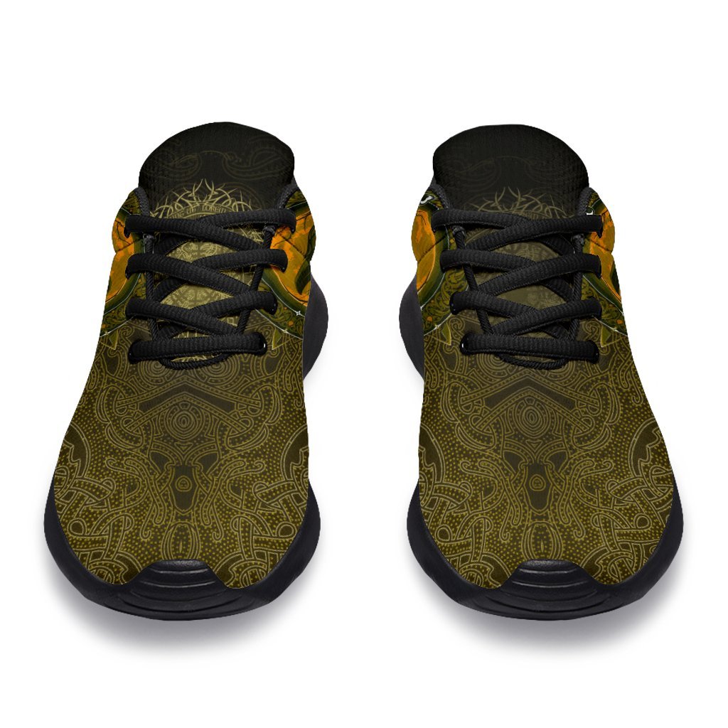 Viking Sporty Sneakers, Ethnic Odin Raven Gold RLT12