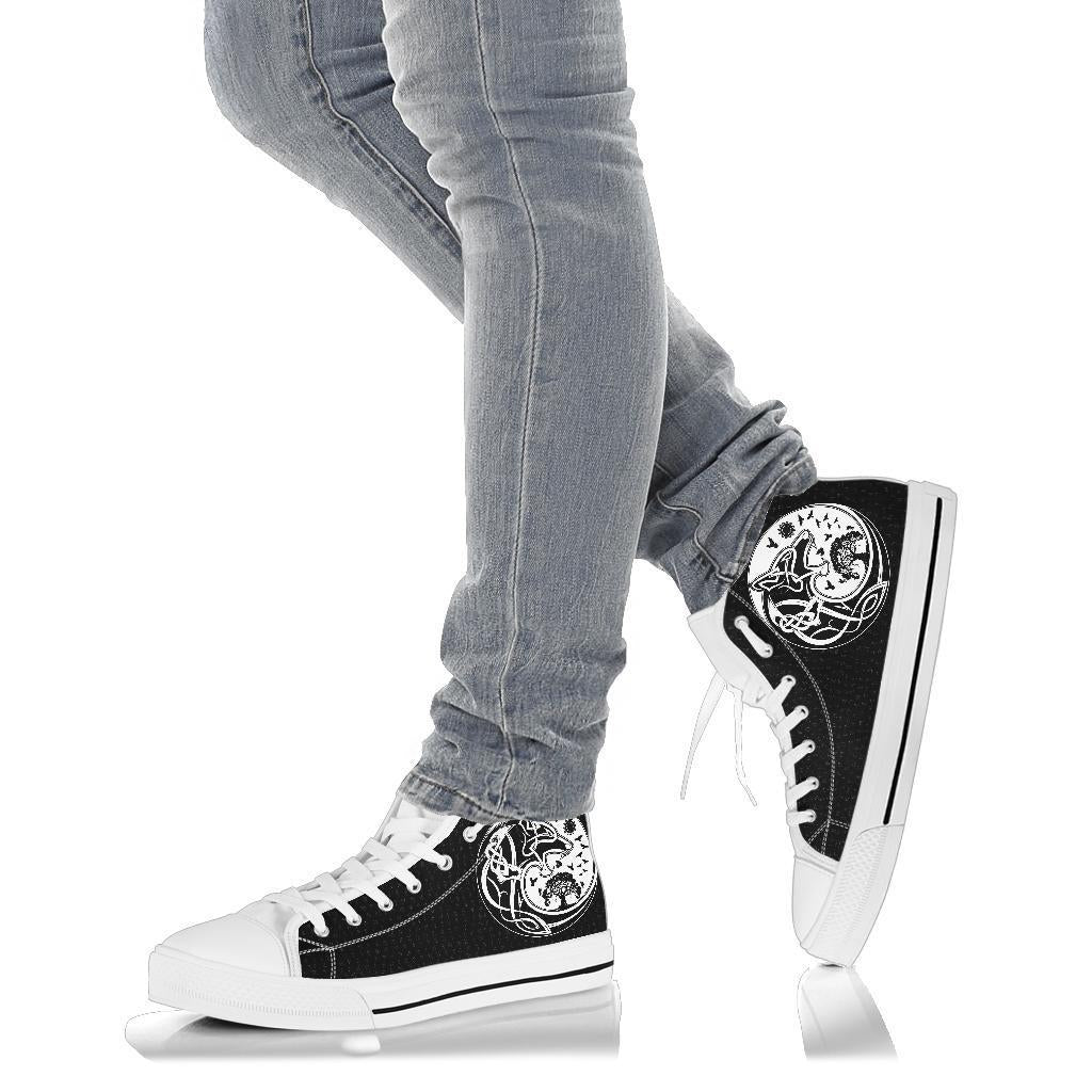 Viking High Top Shoes, Skoll and Hati Rune Tattoo RLT12