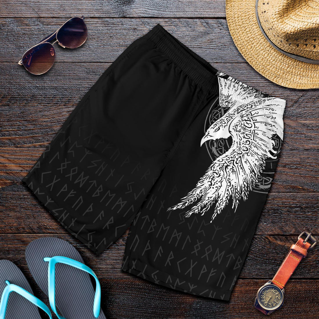 Viking Men's Shorts Mystical Raven Tattoo Special RLT12