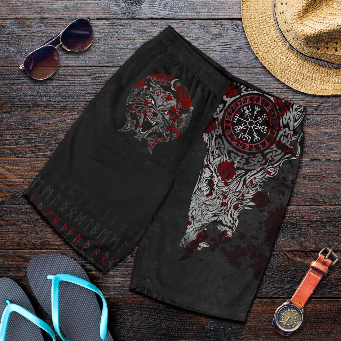 Viking All Over Print Men's Shorts Fenrir Viking Blood 3D RLT12
