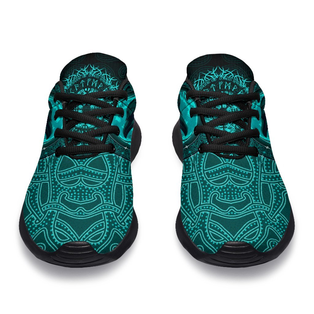 Viking Sporty Sneakers, Ethnic Odin Raven Cyan RLT12