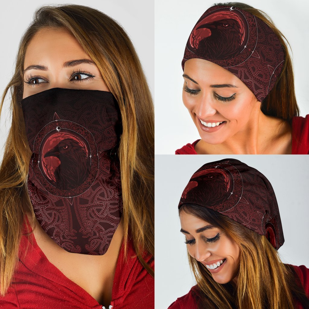 Viking Neck Gaiter 3 Pack, Ethnic Odin Raven Red RLT12