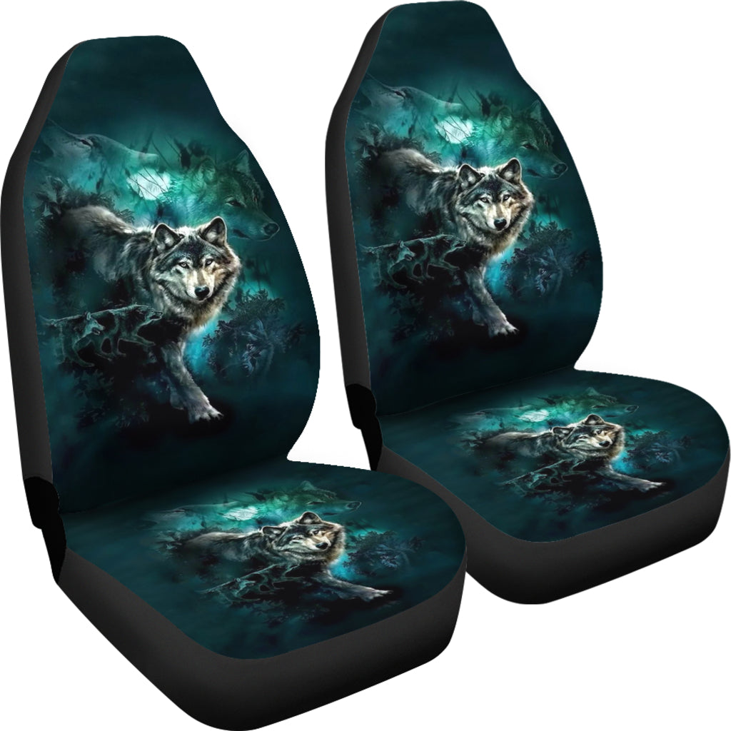Green Wolf Forest Car Seat Covers LT10