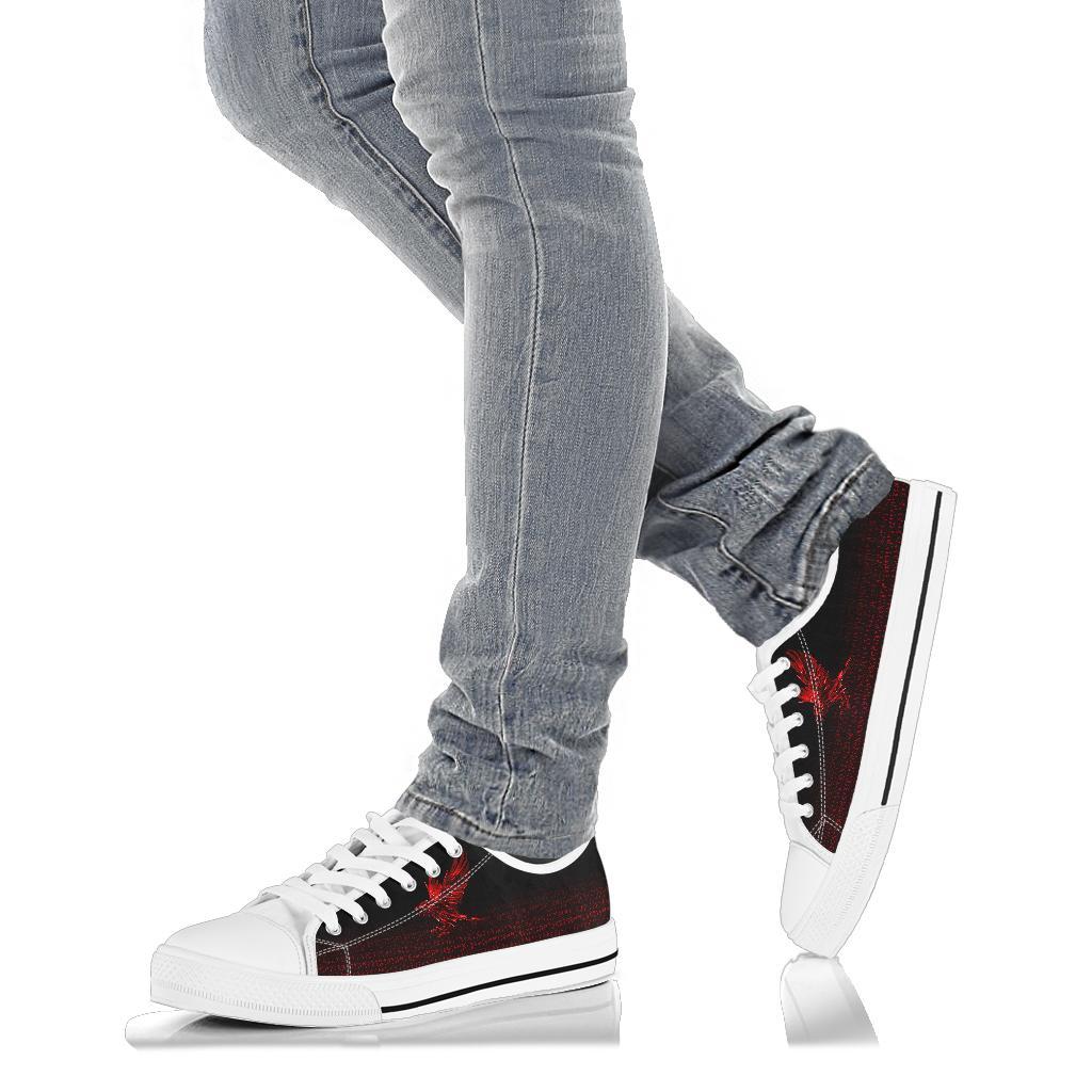 Viking Low Top Shoes The Raven Of Odin Rune, Red RLT12