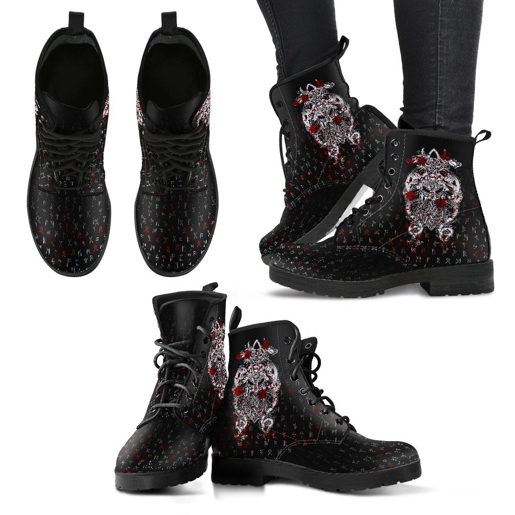 Viking Tyr Tattoo Blood Leather Boots RLT12