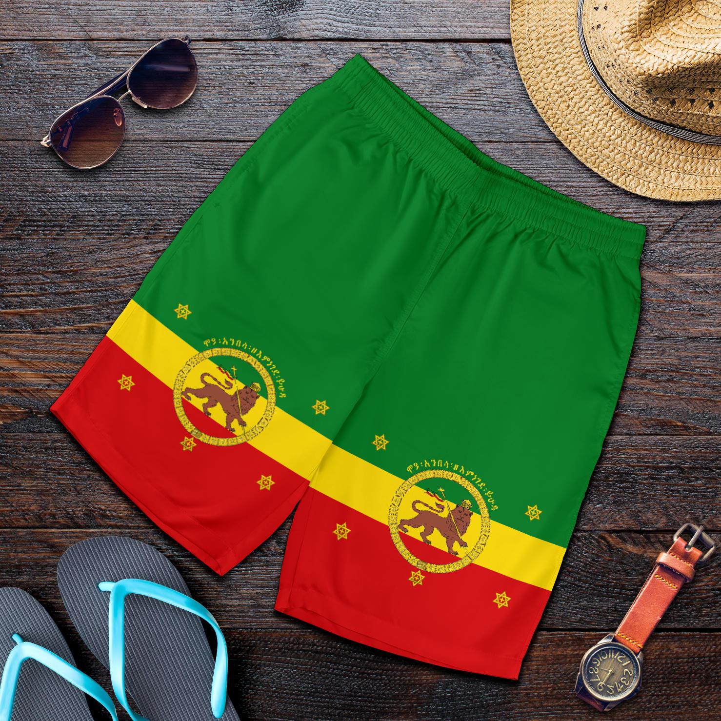 Ethiopia Shorts - Imperial Flag Haile Selassie, with the Lion of Judah
