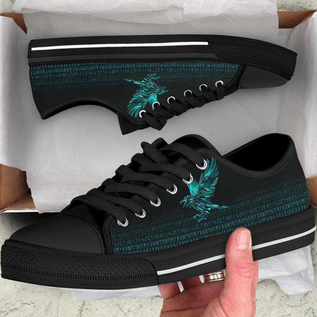 Viking Low Top Shoes The Raven Of Odin Rune Cyan RLT12
