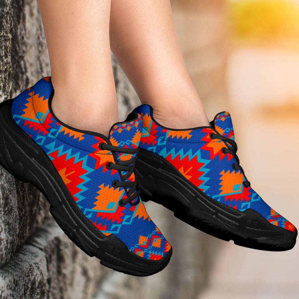 Native American Red and Yellow Geometric Chunky Sneakers LT10