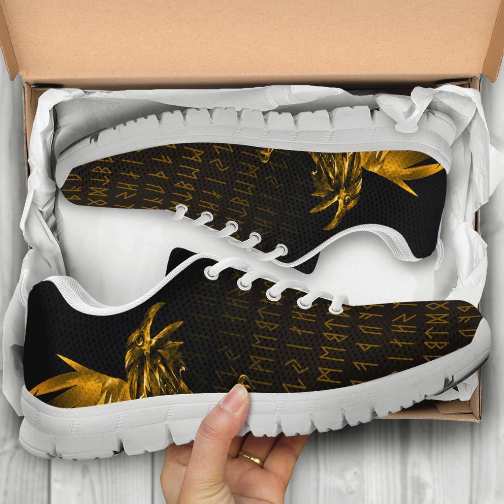 Viking Sneakers - The Raven Of Odin Rune, Gold RLT12