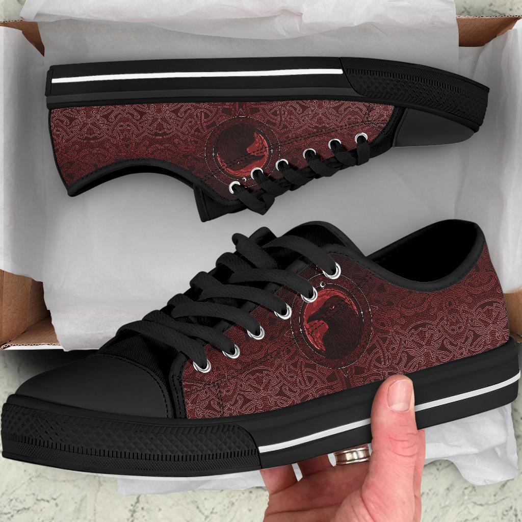 Viking Low Top Shoes, Ethnic Odin Raven Red RLT12