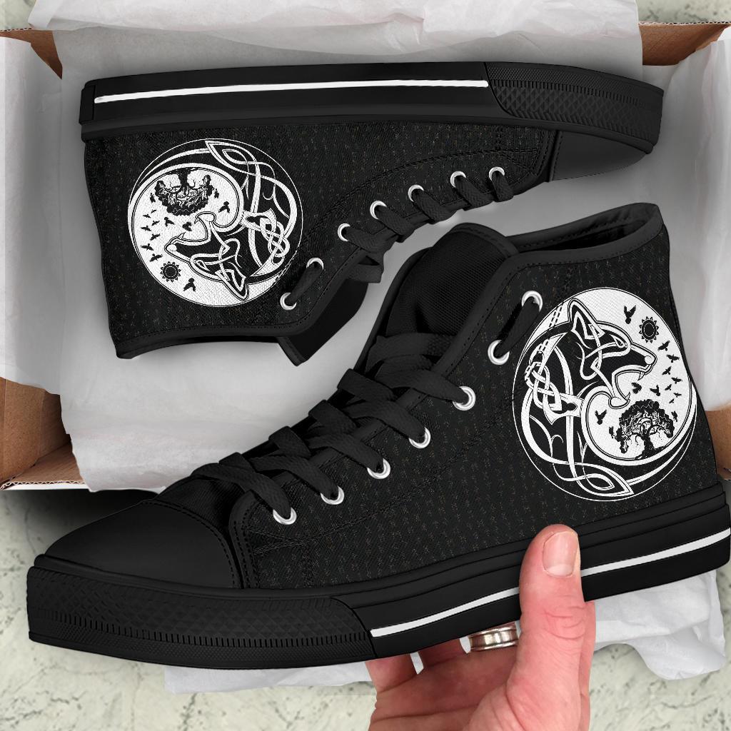 Viking High Top Shoes, Skoll and Hati Rune Tattoo RLT12