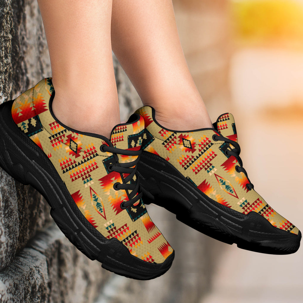 Native American Light Brown Pattern Chunky Sneakers LT10