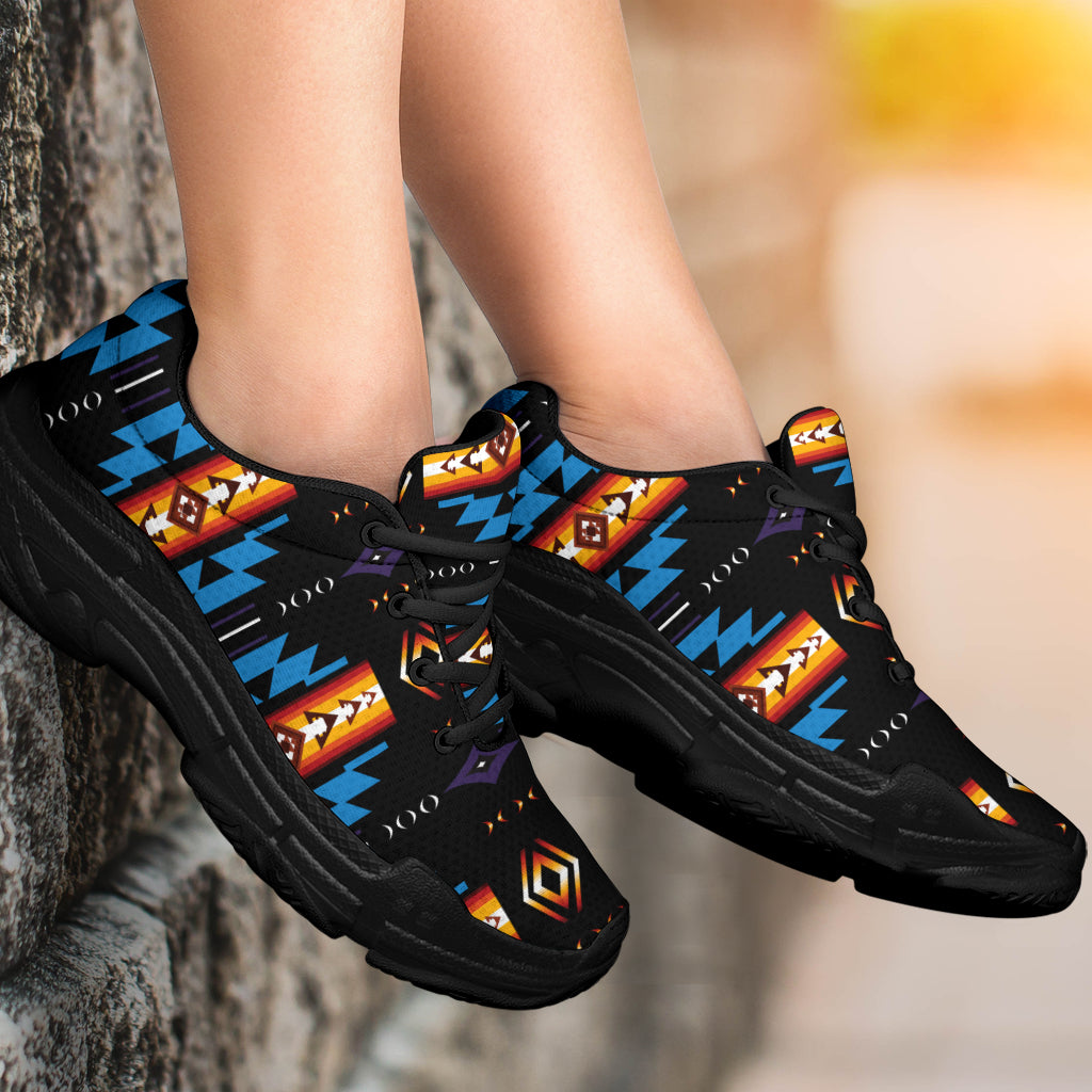 Native American Blue Pattern Chunky Sneakers LT10