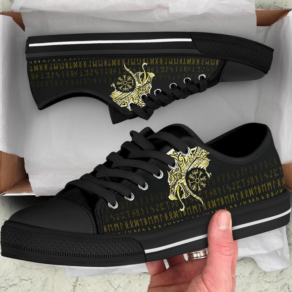 Viking Low Top Shoes, Fenrir Raven and Vegvisir Tattoo Yellow RLT12