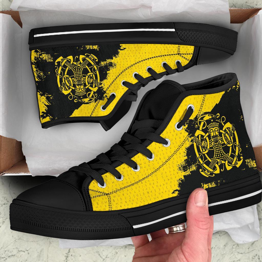 Viking High Top Shoes, Loki Bound Triskele Rune Gold RLT12