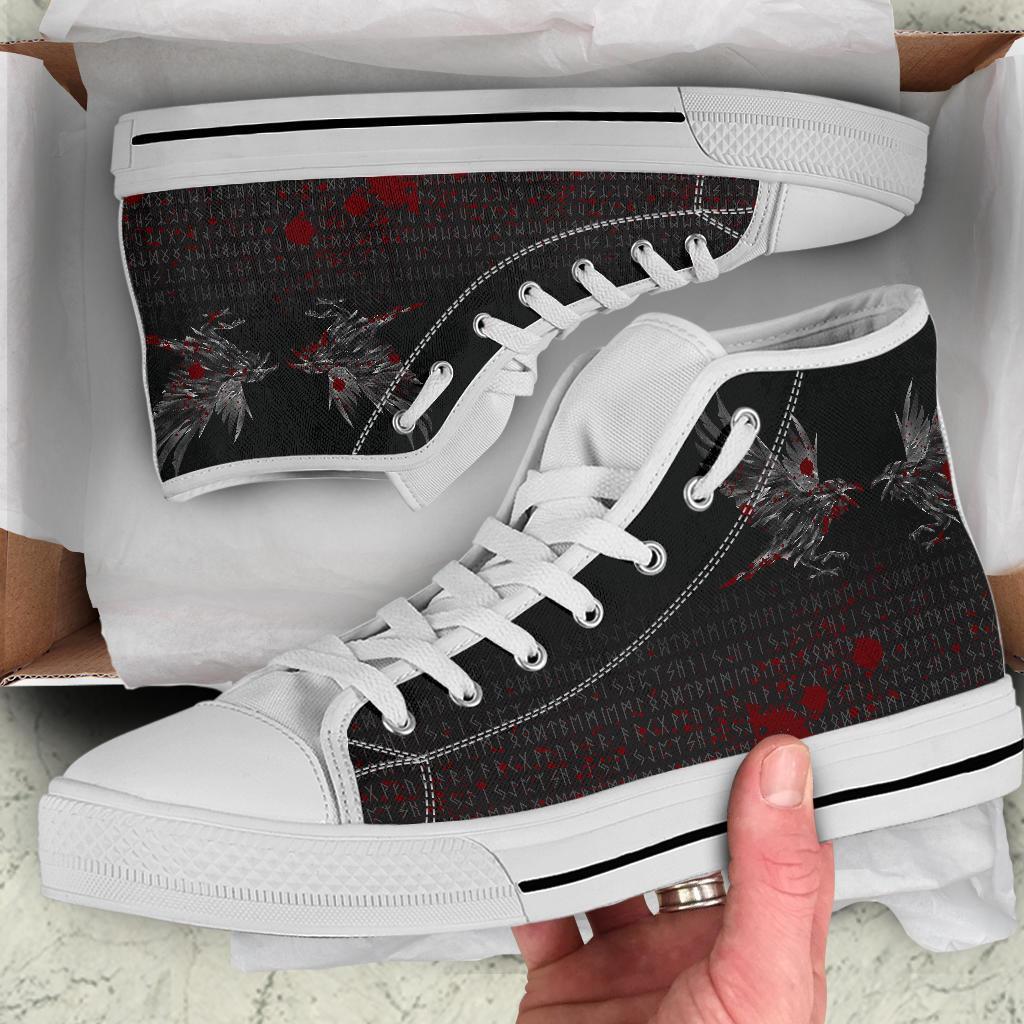 Viking High Top Shoes Odin Huginn and Muninn Rune Blood RLT12