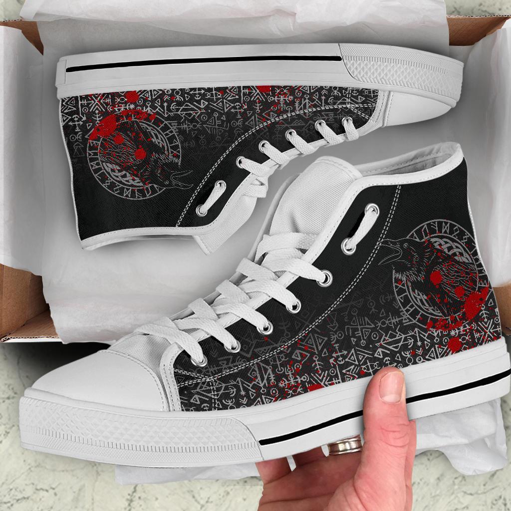 Viking High Top Shoes Odin Raven Rune Futhark Blood RLT12