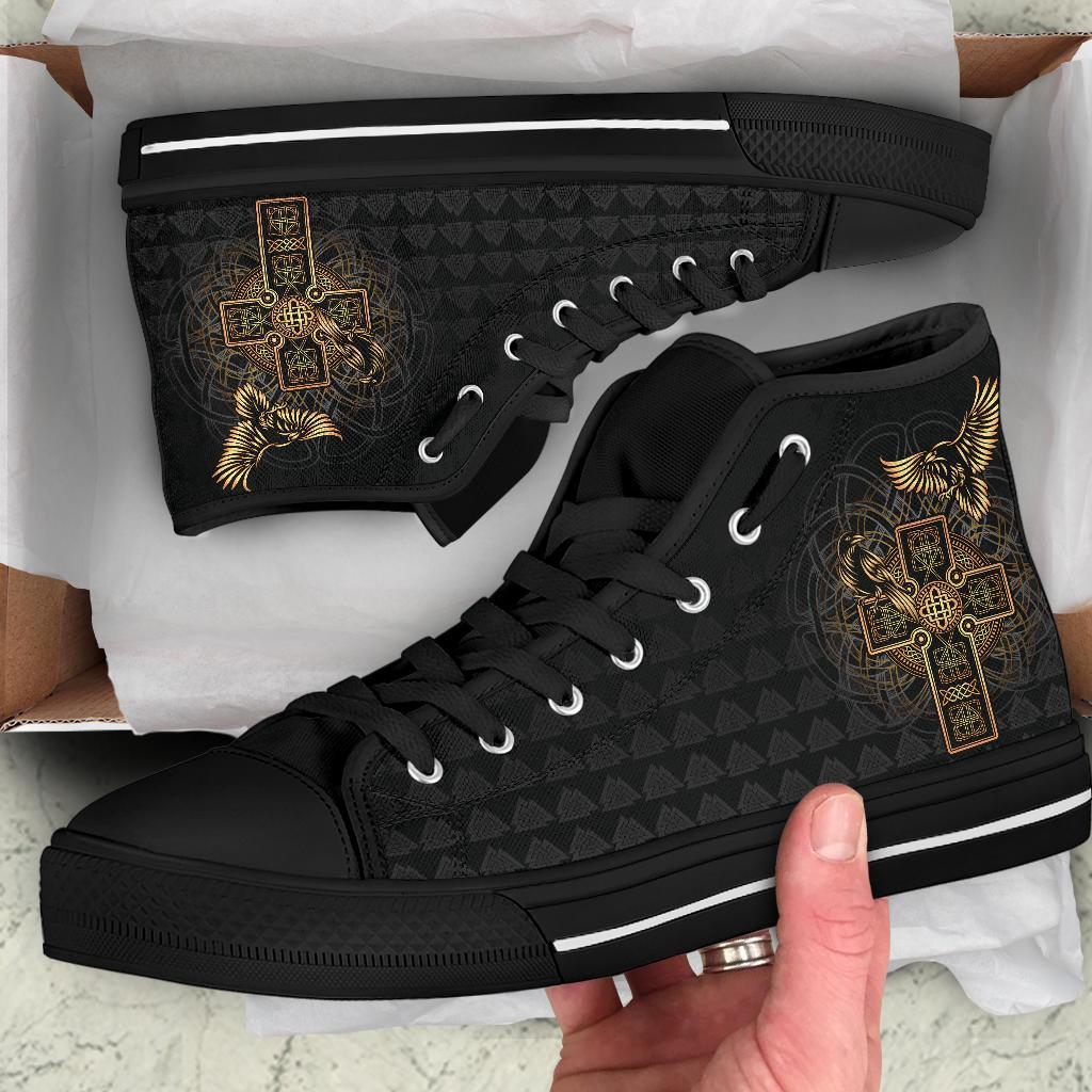 Viking High Top Shoes Odin's Celtic Raven Tattoo RLT12