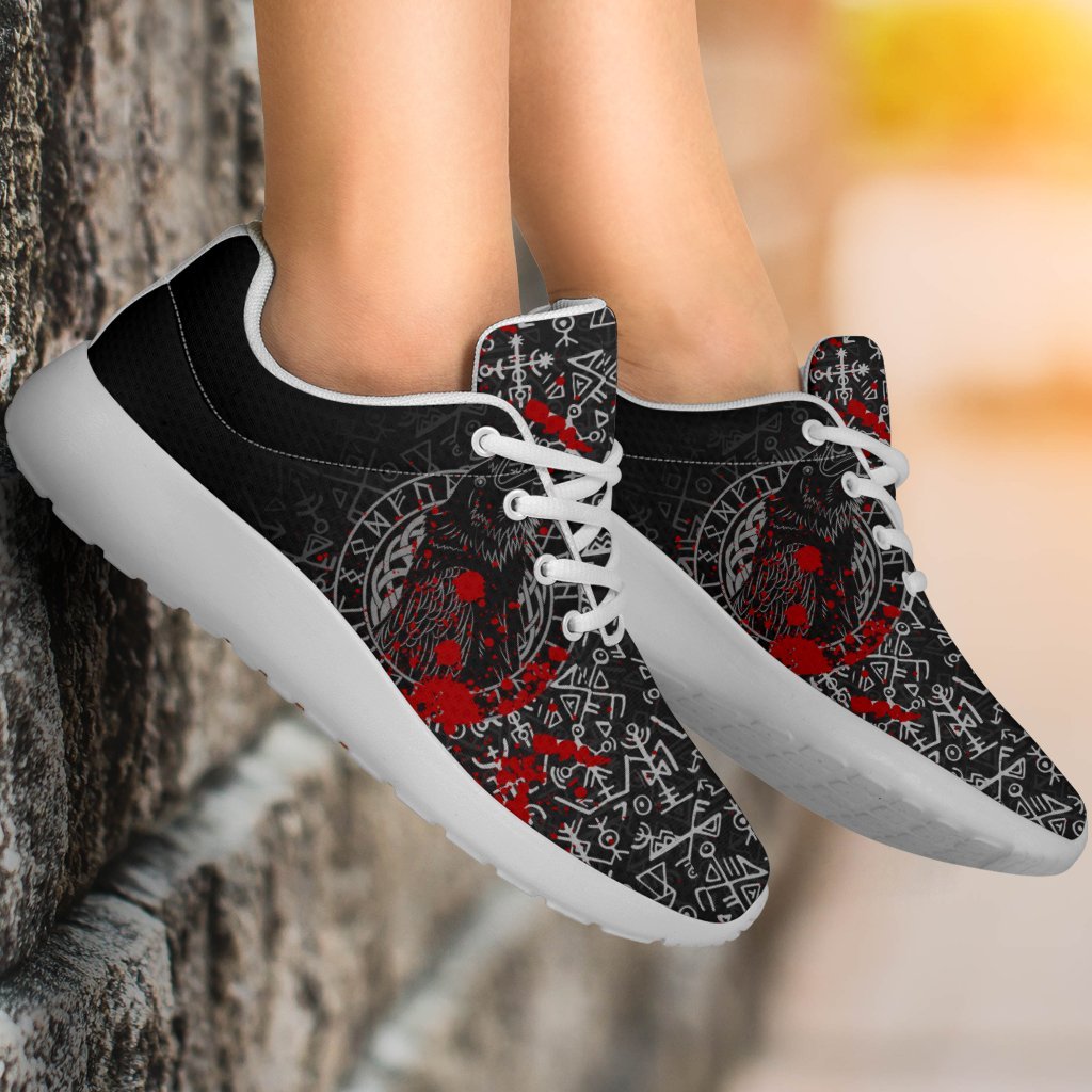 Viking Sporty Sneakers - Odin Raven Rune Futhark Blood RLT12