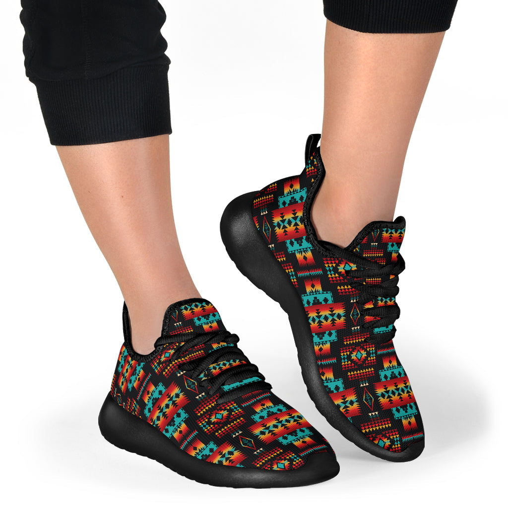 Black Native Tribes Pattern Native American Mesh Knit Sneakers LT10