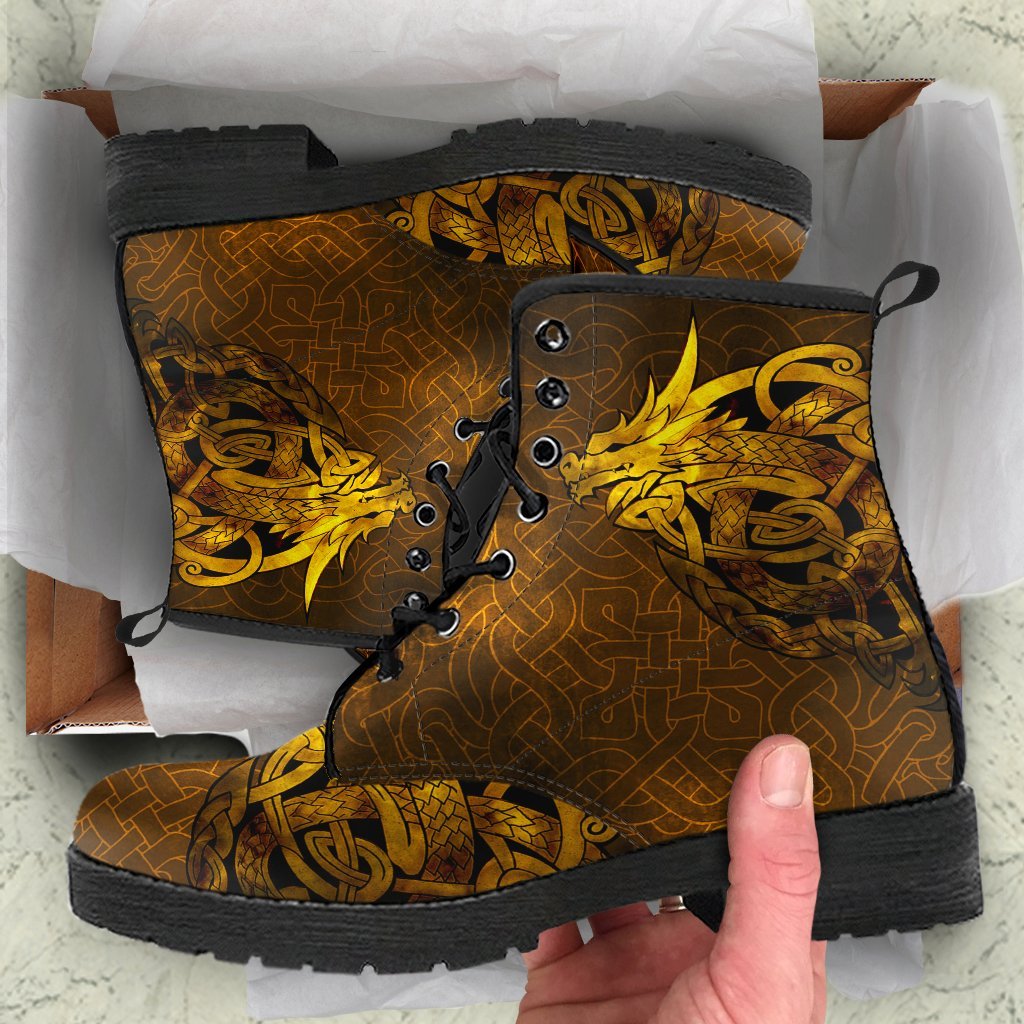 Viking Leather Boots Celtic Dragon Tattoo RLT12
