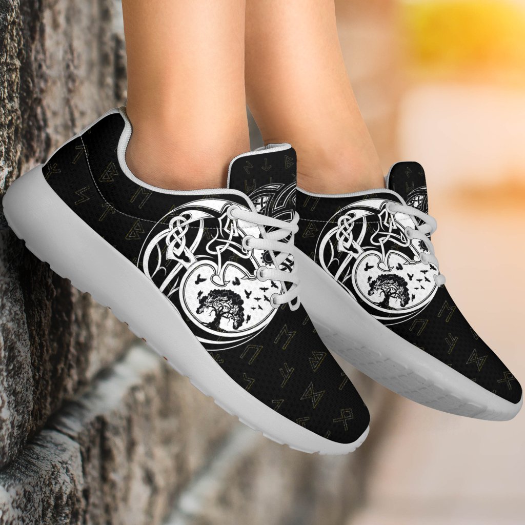 Viking Sporty Sneakers, Skoll and Hati Rune Tattoo RLT12