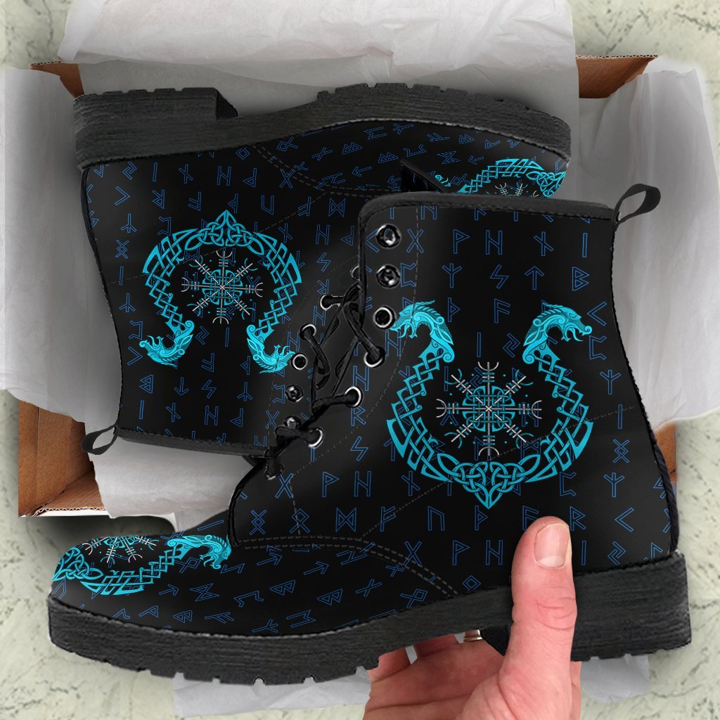 Viking Leather Boots, Aegishjalmur Helm Of Awe Blue Edition RLT12