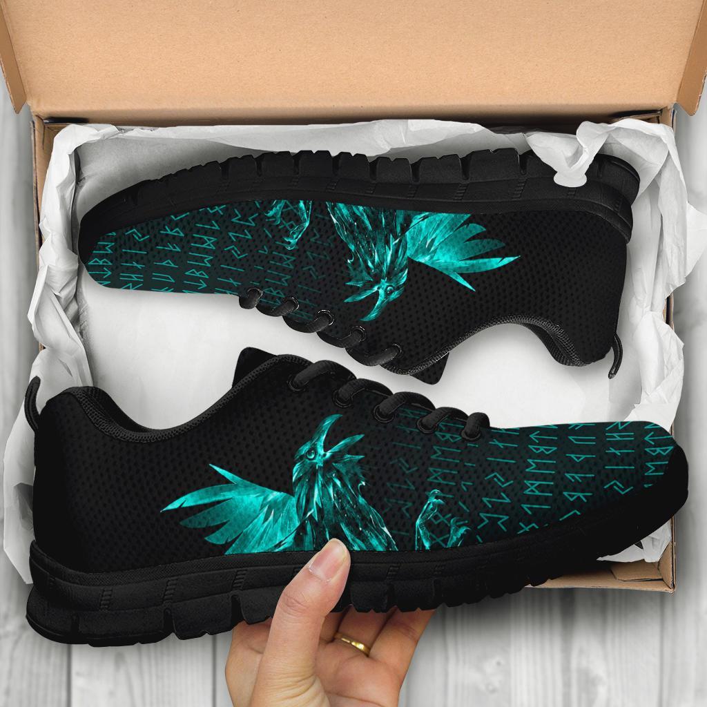 Viking Sneakers - The Raven Of Odin Rune Cyan RLT12