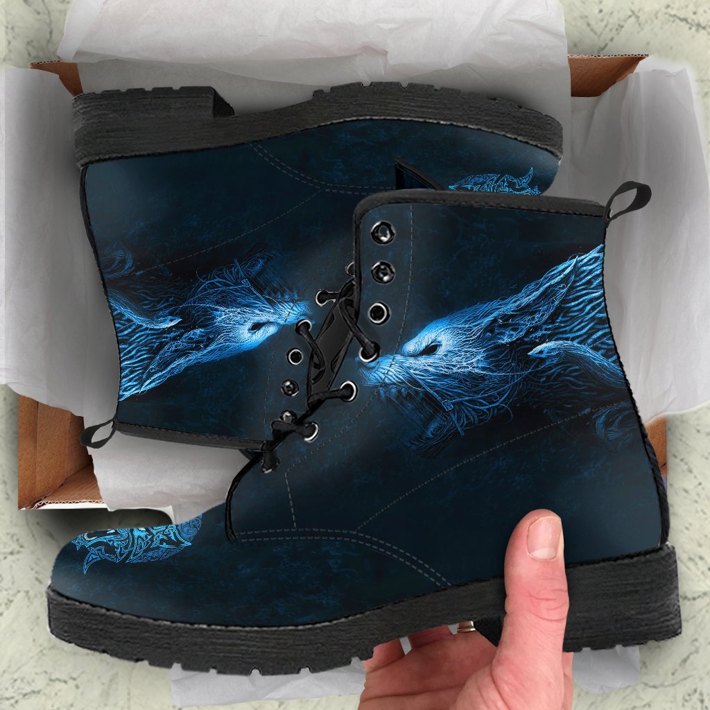 Viking Leather Boots, Fenrir Wolf RLT12