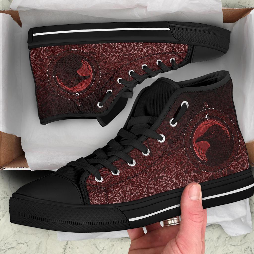 Viking High Top Shoes, Ethnic Odin Raven Red RLT12