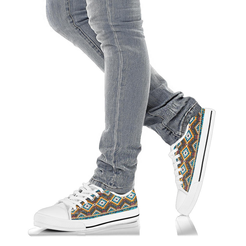 Native American Yellow Aztec Geometric Low Top Shoes LT10
