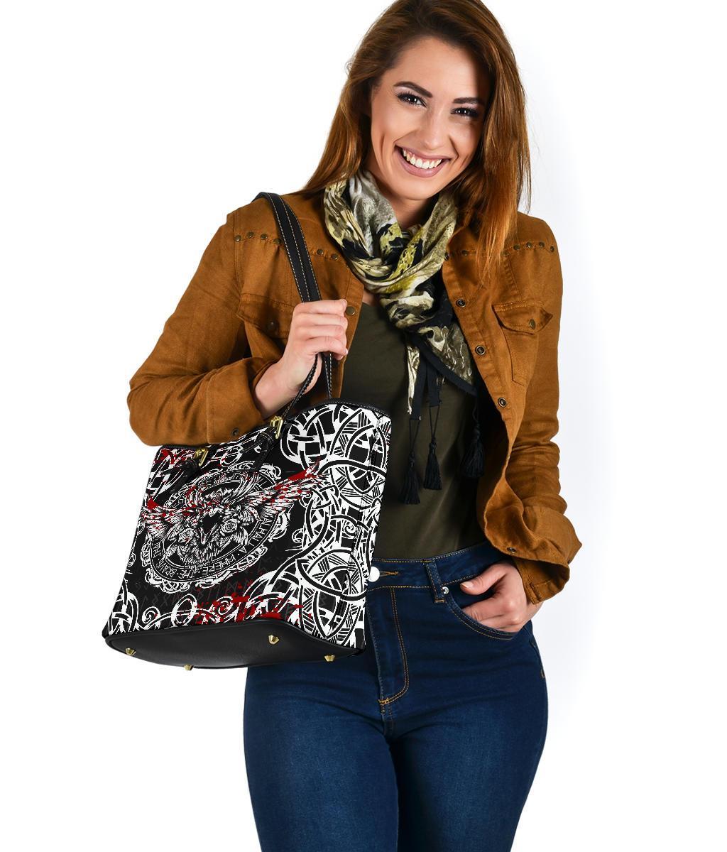 Viking Small Leather Tote, Raven Blood RLT12