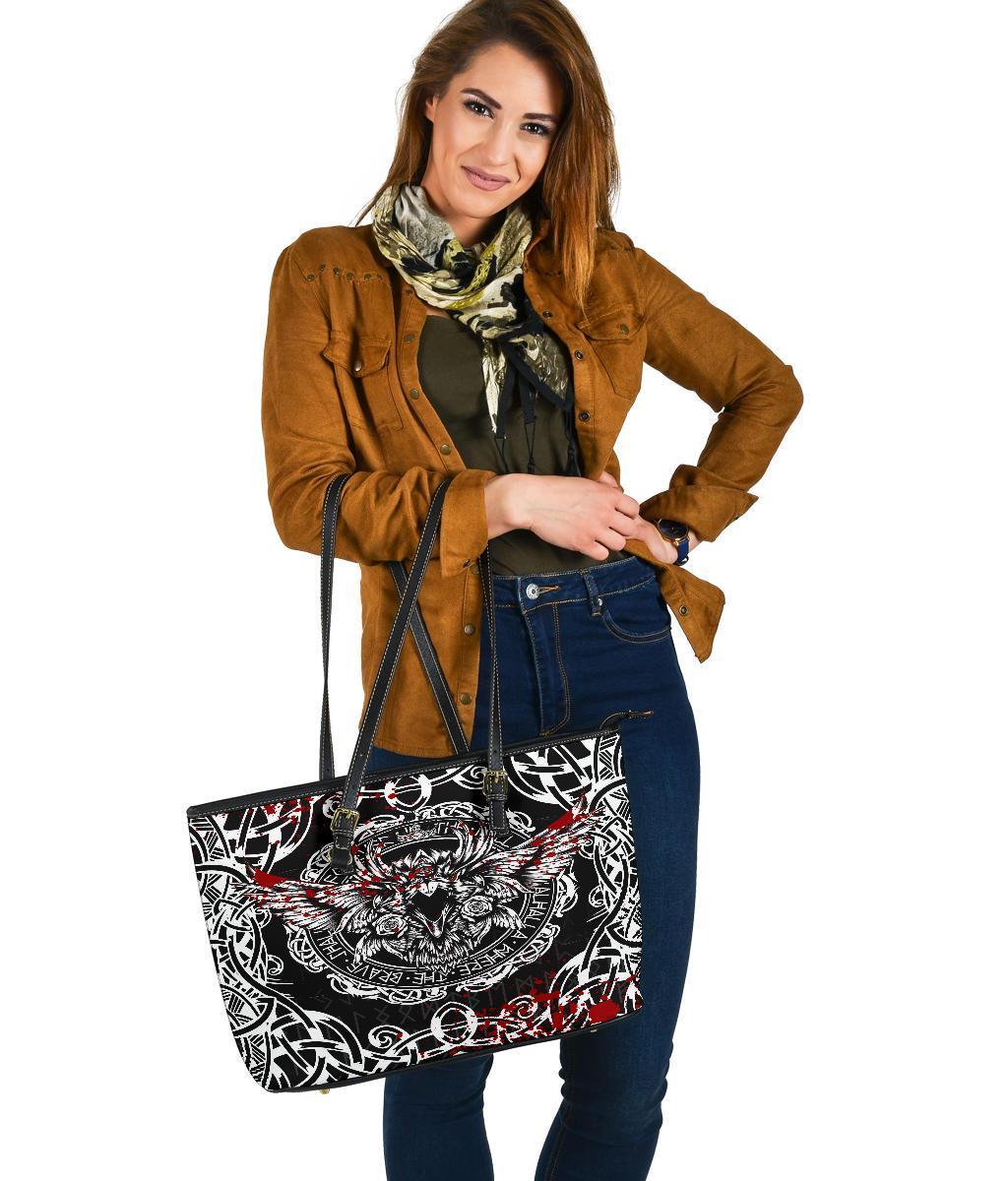 Viking Large Leather Tote, Raven Blood RLT12