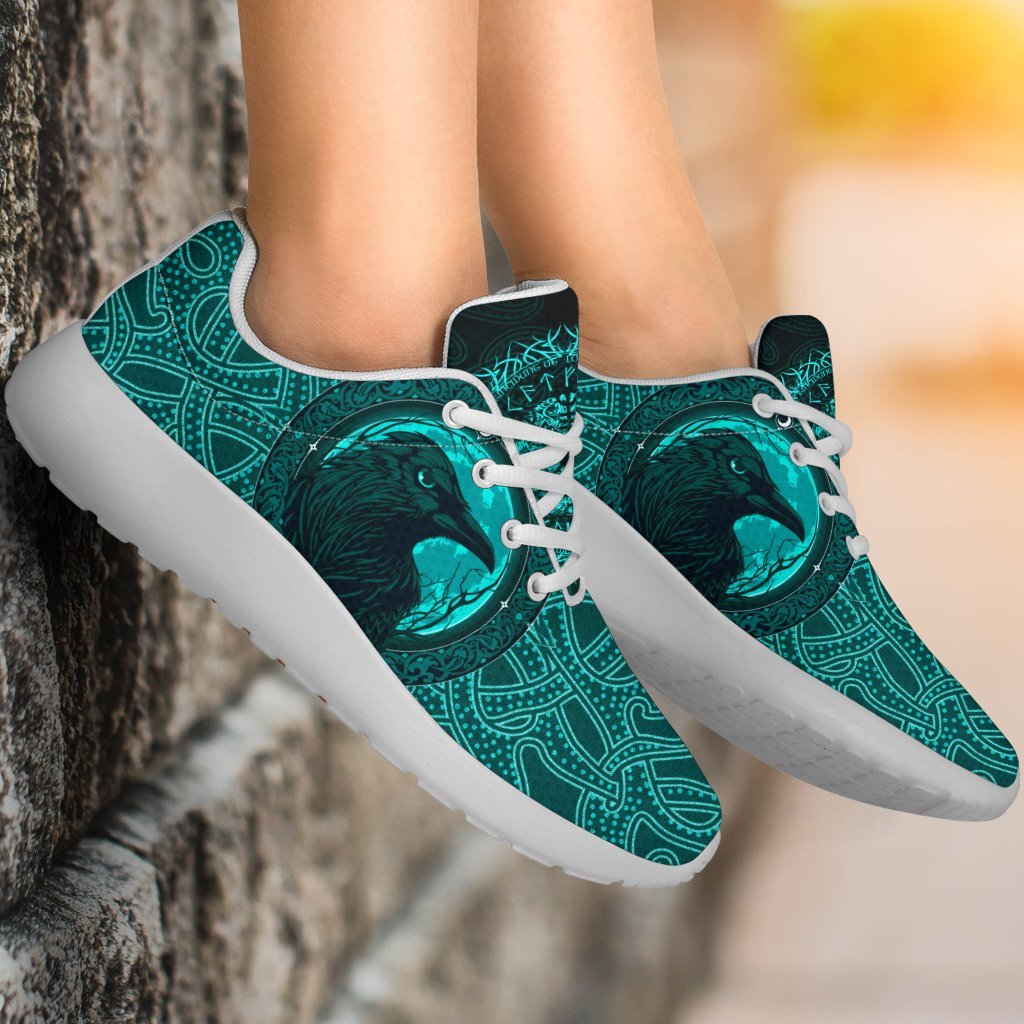 Viking Sporty Sneakers, Ethnic Odin Raven Cyan RLT12