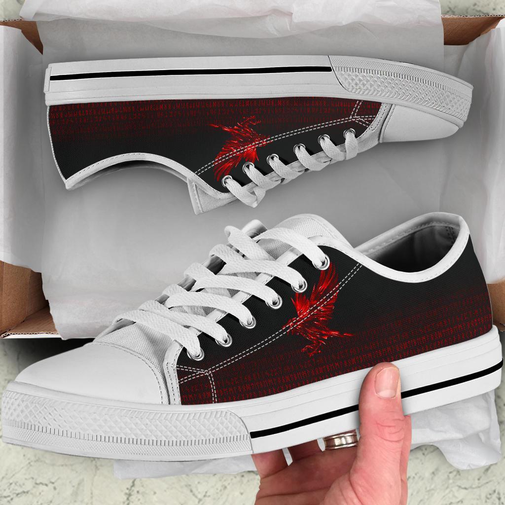 Viking Low Top Shoes The Raven Of Odin Rune, Red RLT12