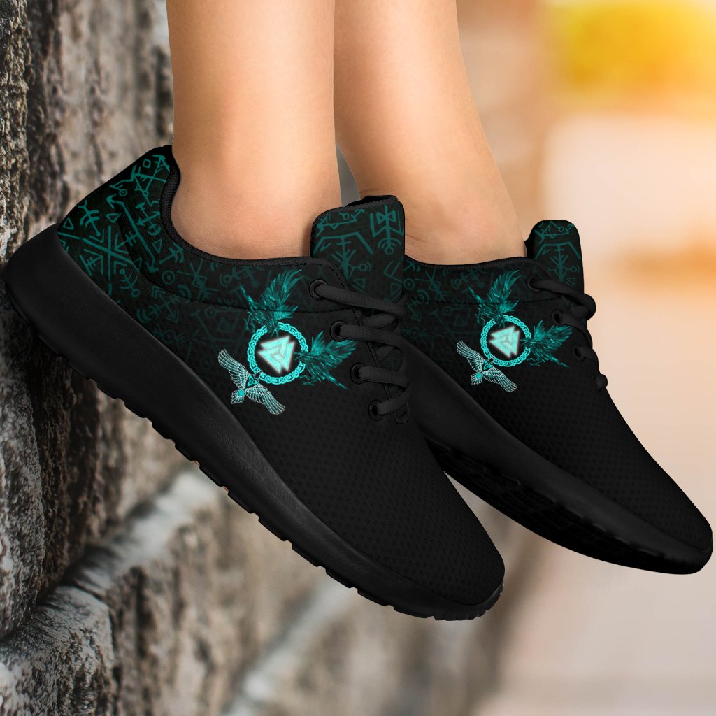 Viking Sport Sneakers Three Raven and Valknut Cyan RLT12