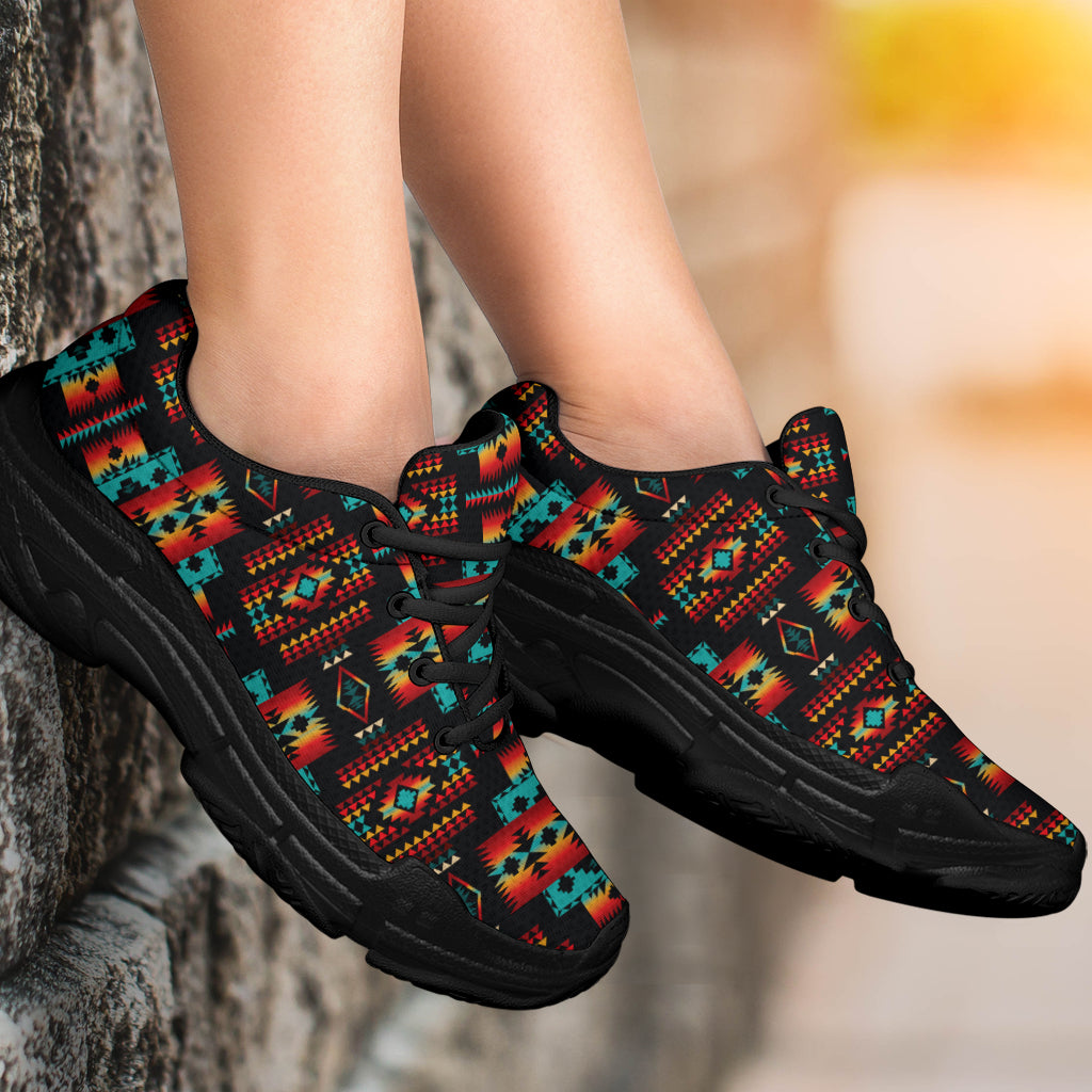 Navy Native Tribes Pattern Native American Chunky Sneakers LT10