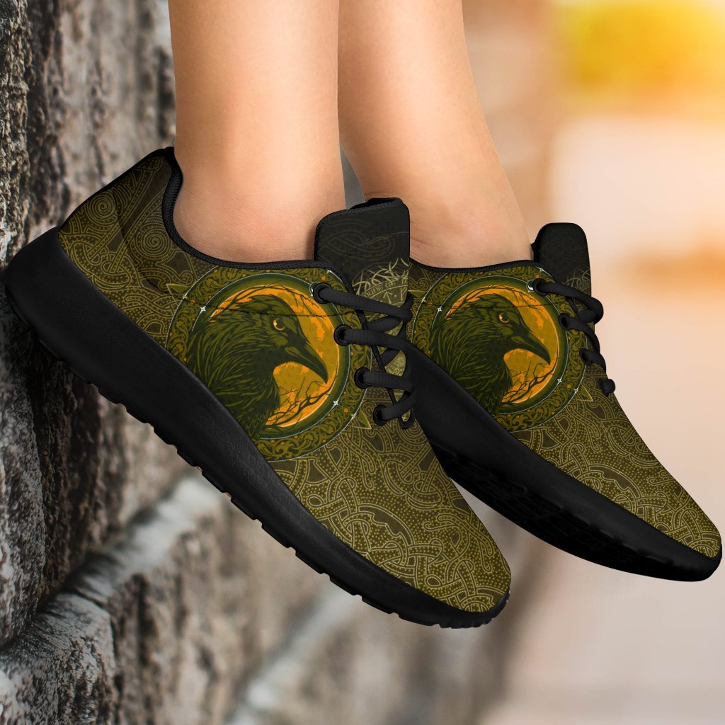 Viking Sporty Sneakers, Ethnic Odin Raven Gold RLT12