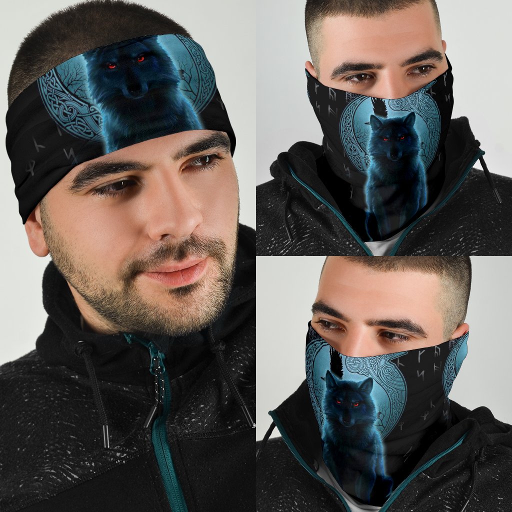 Viking Neck Gaiter 3 Pack, Fenrir Viking Wolf and Moon RLT12