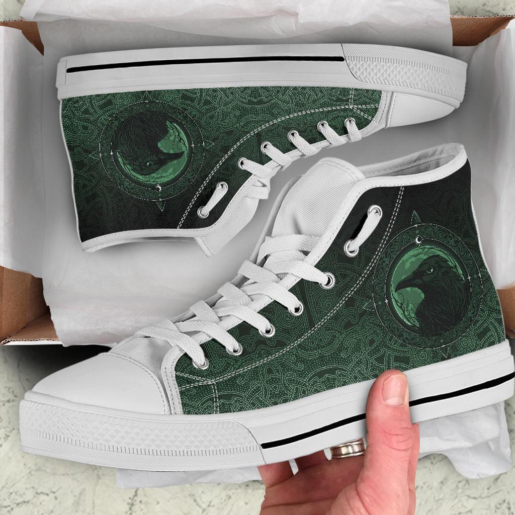 Viking High Top Shoes, Ethnic Odin Raven Green RLT12