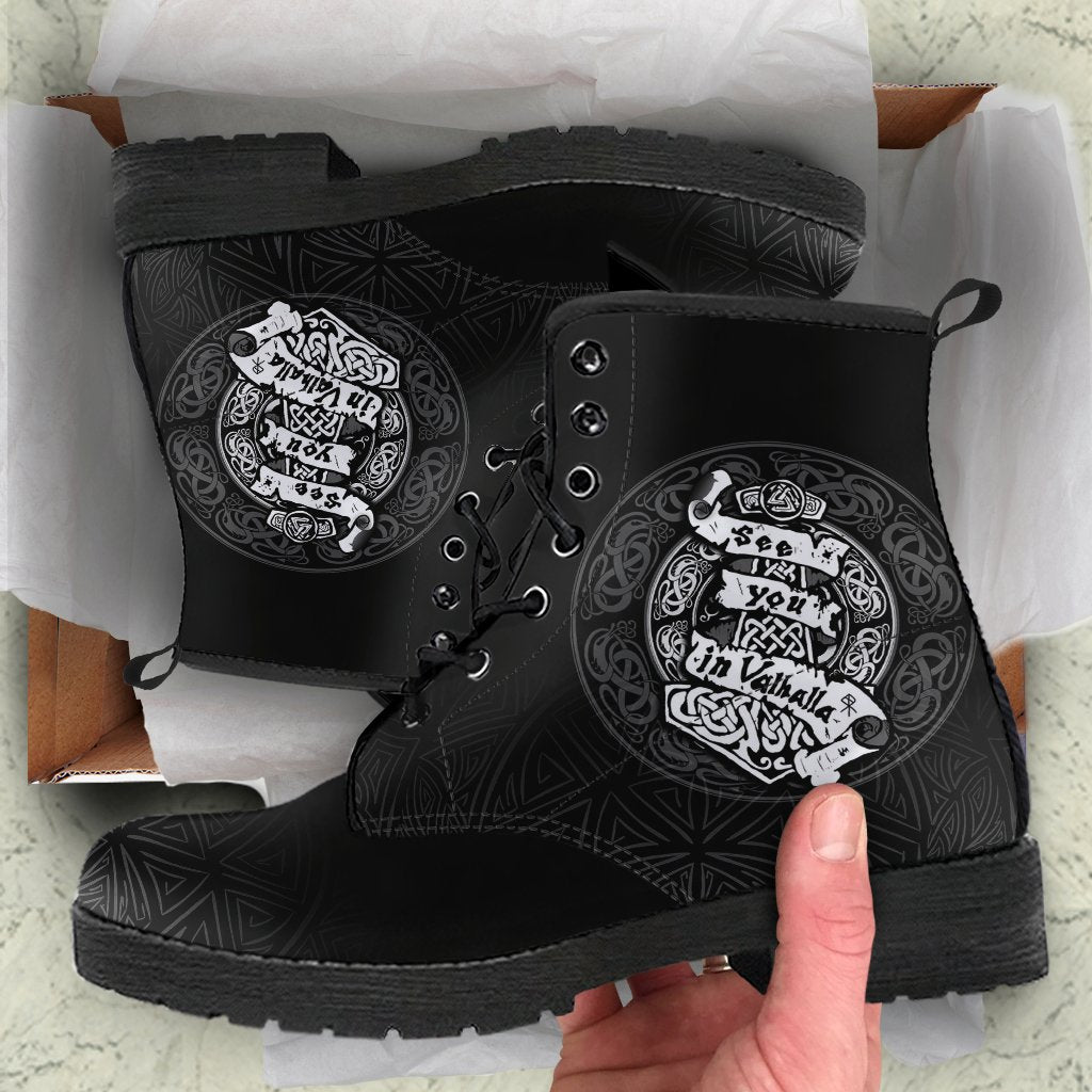 Viking Leather Boots See You In Valhalla RLT12
