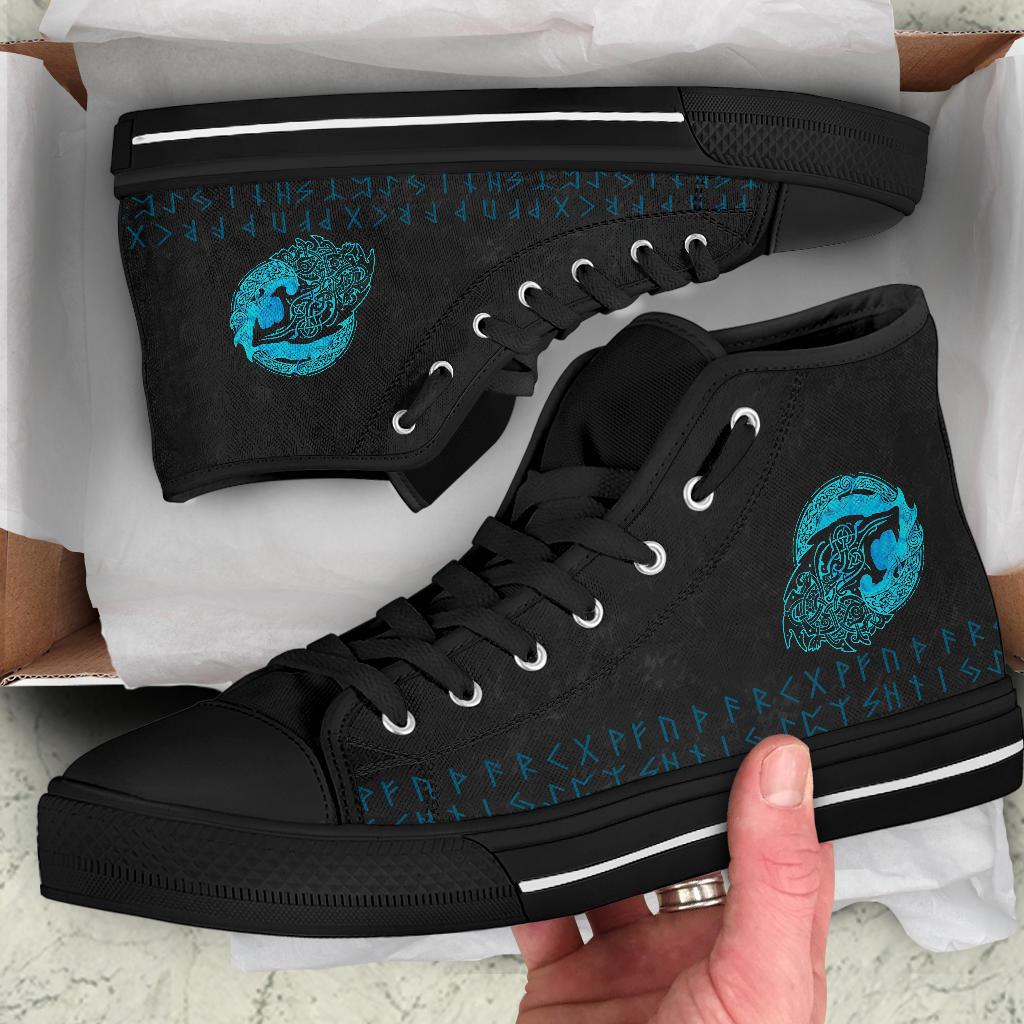 Viking High Top Shoes Fenrir Wolf Cyan RLT12