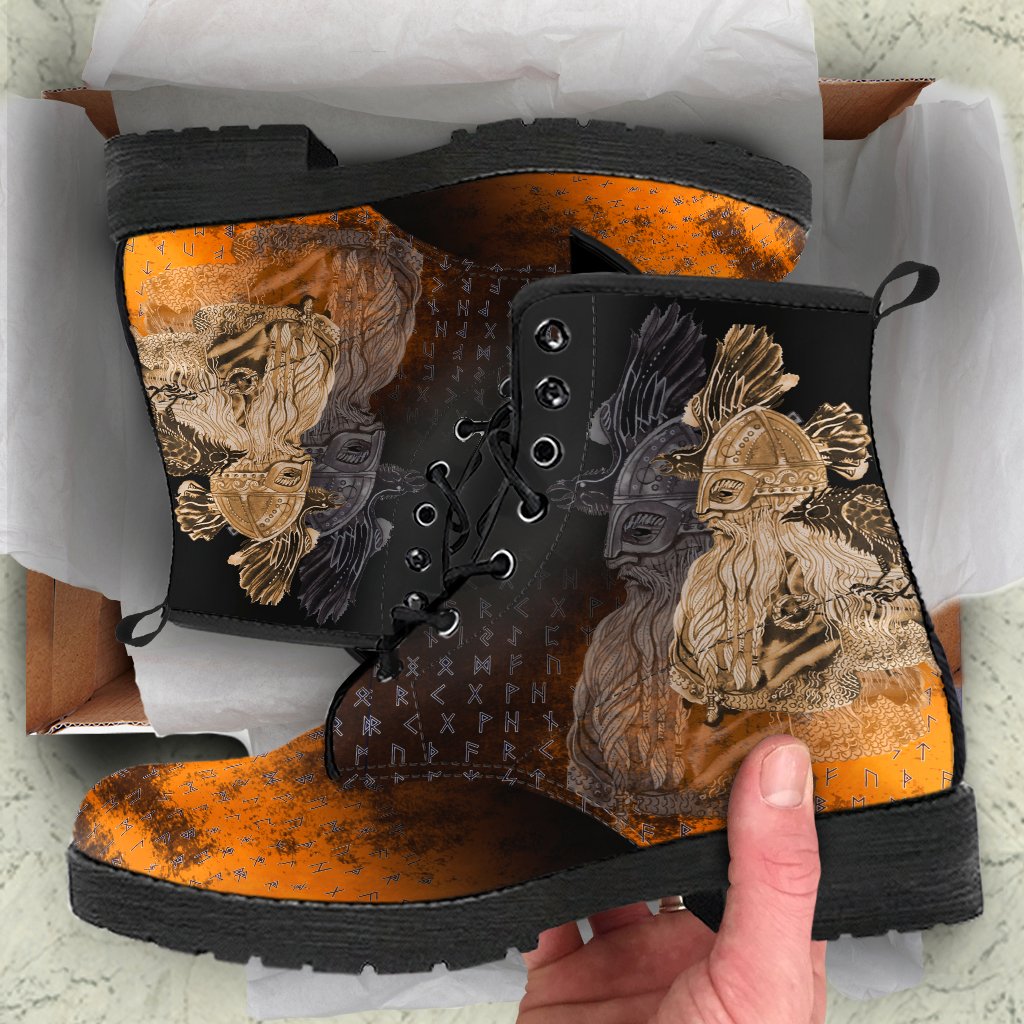 Viking Leather Boots Odin Raven Viking Gold RLT12