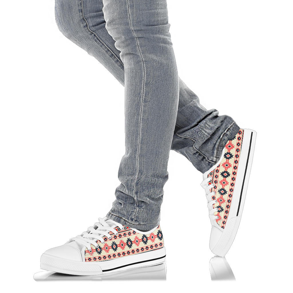 Pink and Navy Pattern Native American No Box Low Top Shoes Black LT10