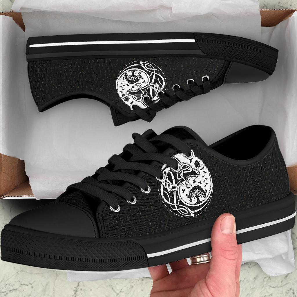 Viking Low Top Shoes, Skoll and Hati Rune Tattoo RLT12