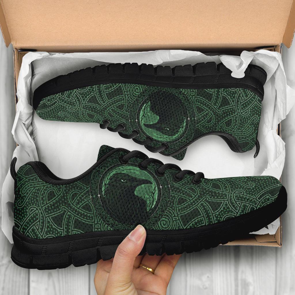 Viking Sneakers, Ethnic Odin Raven Green RLT12