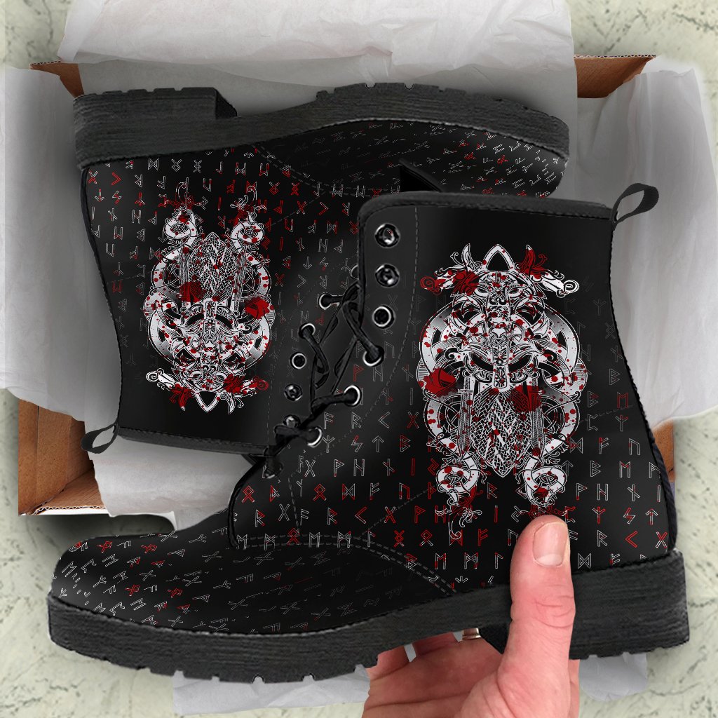 Viking Tyr Tattoo Blood Leather Boots RLT12