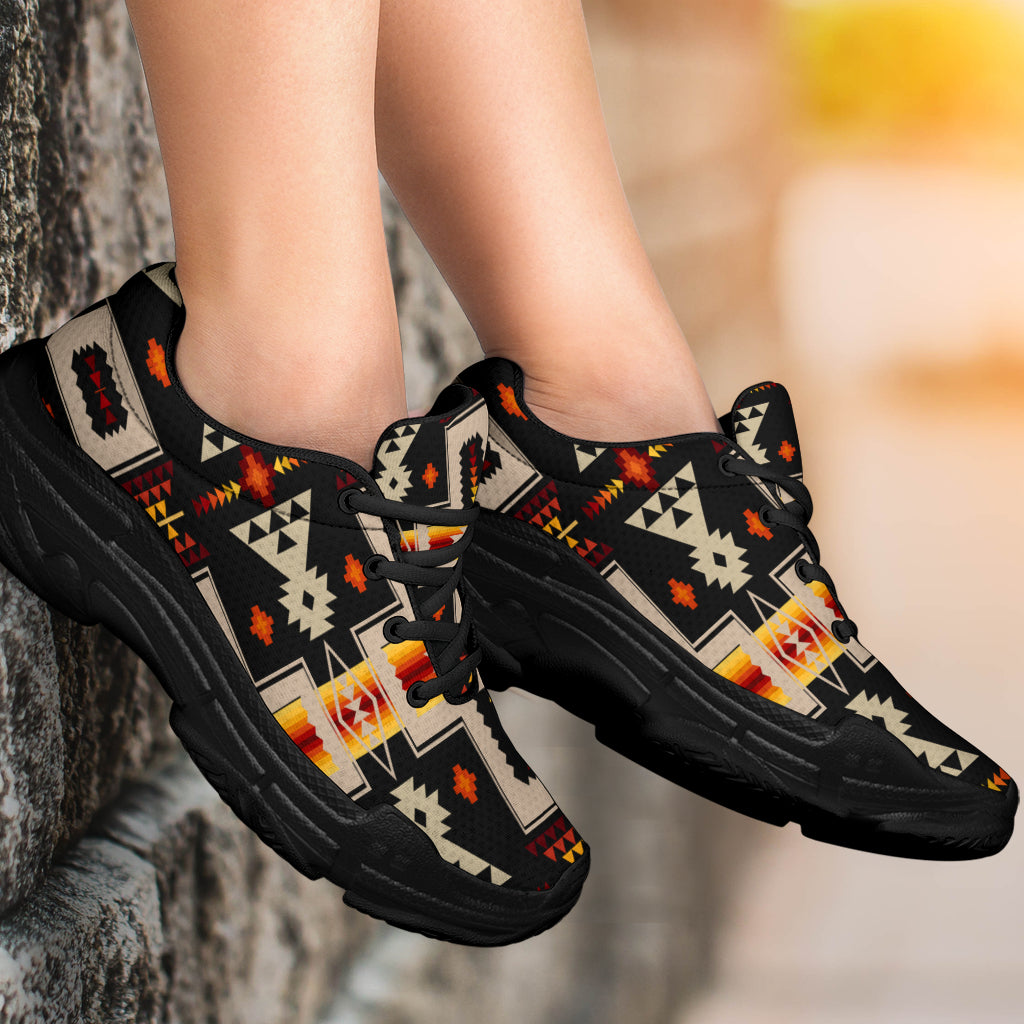Native American Black Tribe Design Chunky Sneakers LT10